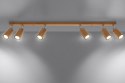 Plafon ZEKE 6 dąb lampa sufitowa, styl skandynawski, regulowane tuby, na listwie - Sollux Lighting - wizualizacja