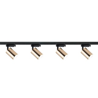 Zestaw szynowy: szyna 1,5m czarna + 4x oprawa Kika Track Gold - Orlicki Design