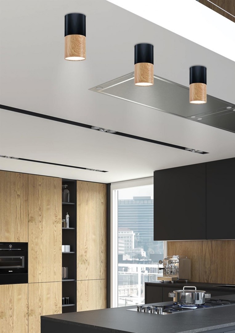 Lampa sufitowa TUBA 12 czarno-drewniana - Candellux Lighting Lampa sufitowa TUBA 12 czarno-drewniana - Candellux Lighting