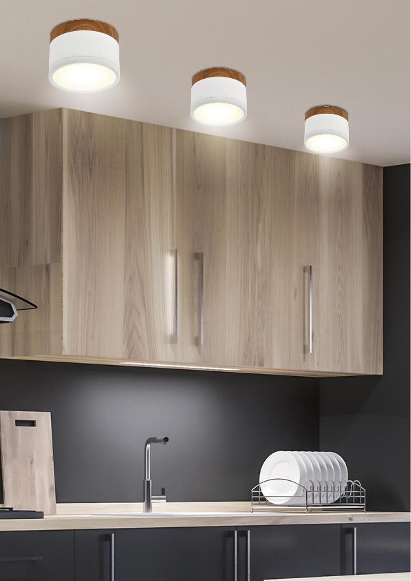 Lampa sufitowa TUBA 6,4 biało-drewniana LED - Candellux Lighting Lampa sufitowa TUBA 6,4 biało-drewniana LED - Candellux Lighting