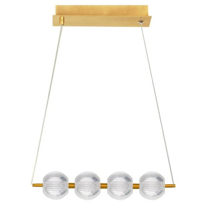 Lampa wisząca BRILLANT 4 złota LED CCT listwa ze szklanymi kulami nad stół - Light Prestige