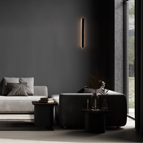Kinkiet BODO 60 cm czarny IP54 LED CCT podłuzna lampa scienna nowoczesna - w salonie Kinkiet BODO 60 cm czarny IP54 LED CCT podłuzna lampa scienna nowoczesna - w salonie