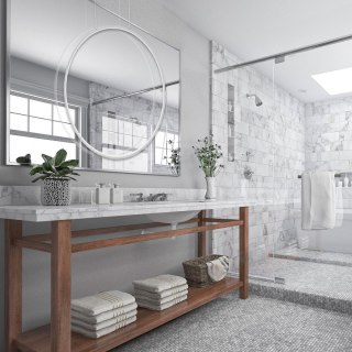 Lampa wisząca MIRROR L biała obręcz LED CCT zmiana barwy światła - Light Prestige