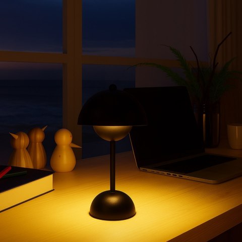 Lampka nocna COSTA czarna stołowa grzybek akumulator bez kabla - Eko-Light - na biurku