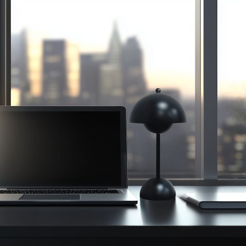 Lampka nocna COSTA czarna stołowa grzybek akumulator bez kabla - Eko-Light - na biurku w biurze w pracy