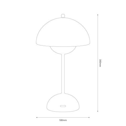 Lampka nocna COSTA czarna stołowa grzybek akumulator bez kabla - Eko-Light - wymiary
