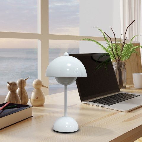 Lampka nocna COSTA biała stołowa grzybek akumulator bez kabla - Eko-Light - w biurze na biurku
