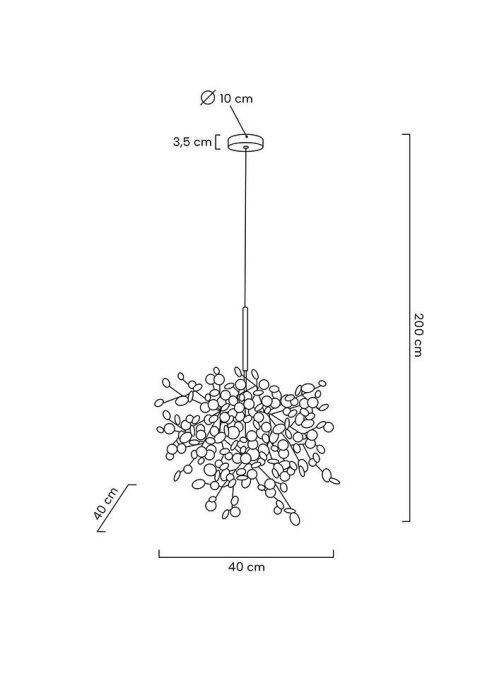 Lampa wisząca MONETE SINGLE złota metal - King Home - wymiary - rysunek techniczny