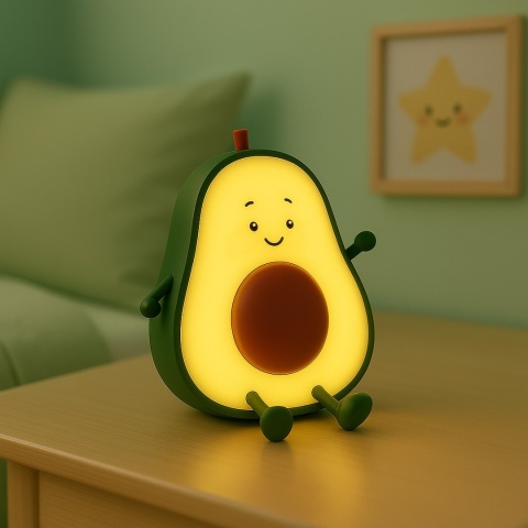 Lampka dziecięca AWOKADO uroczy owoc do pokoju dziecięcego - Eko-Light - wlaczona swieci sie