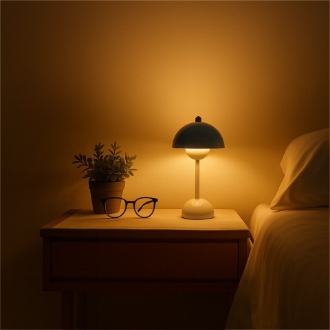 Lampka nocna COSTA biała stołowa grzybek akumulator bez kabla - Eko-Light - w sypialni