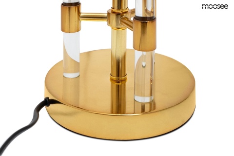 Lampa stołowa MOXY złota / czarna elegancka stylowa abażur szkło design - Moosee - widok z bliska na podstawę lampy