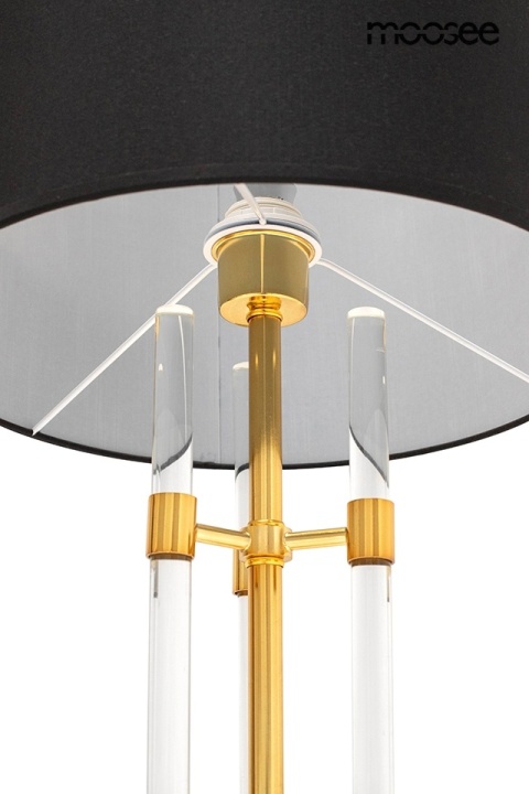 Lampa stołowa MOXY złota / czarna elegancka stylowa abażur szkło design - Moosee - widok z bliska na detale