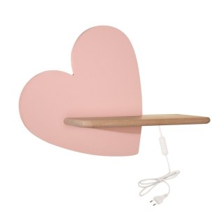 Kinkiet lampka dziecięca LED z półką HEART SERCE różowe z kablem - Candellux Lighting