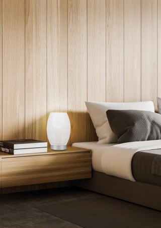 Lampa VENUS nocna stołowa ażurowa biało-srebrna E27 60W - Candellux Lighting