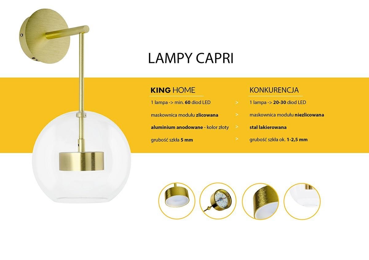 Kinkiet CAPRI WALL 4 złoty 60 LED - King Home Kinkiet CAPRI WALL 4 złoty 60 LED - King Home