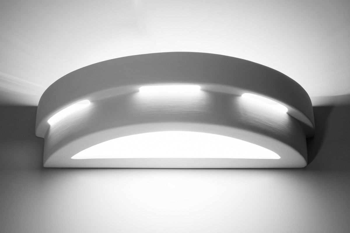 Kinkiet ceramiczny HELIOS biały lampa ścienna dekoracyjna Sollux Lighting świeci się Kinkiet ceramiczny HELIOS biały lampa ścienna dekoracyjna Sollux Lighting świeci się