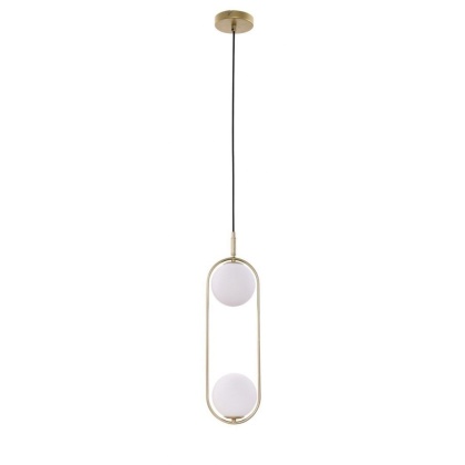 Lampa wisząca CORDEL 2 mosiądz / dwa kuliste białe klosze - Candellux Lighting