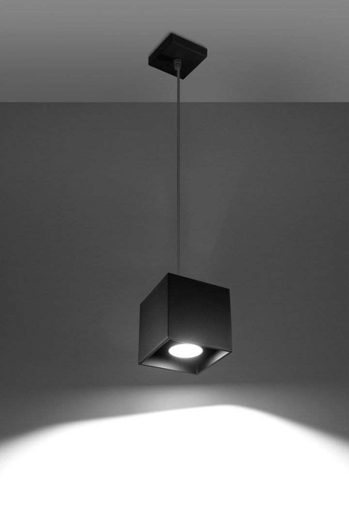 Lampa wisząca QUAD 1 czarny sześcian pojedyncza kostka - Sollux Lighting - wizualizacja