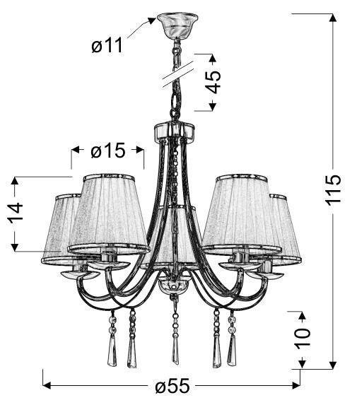 Lampa wisząca żyrandol z kryształkami OSCAR 5 - Candellux Lighting Lampa wisząca żyrandol z kryształkami OSCAR 5 - Candellux Lighting