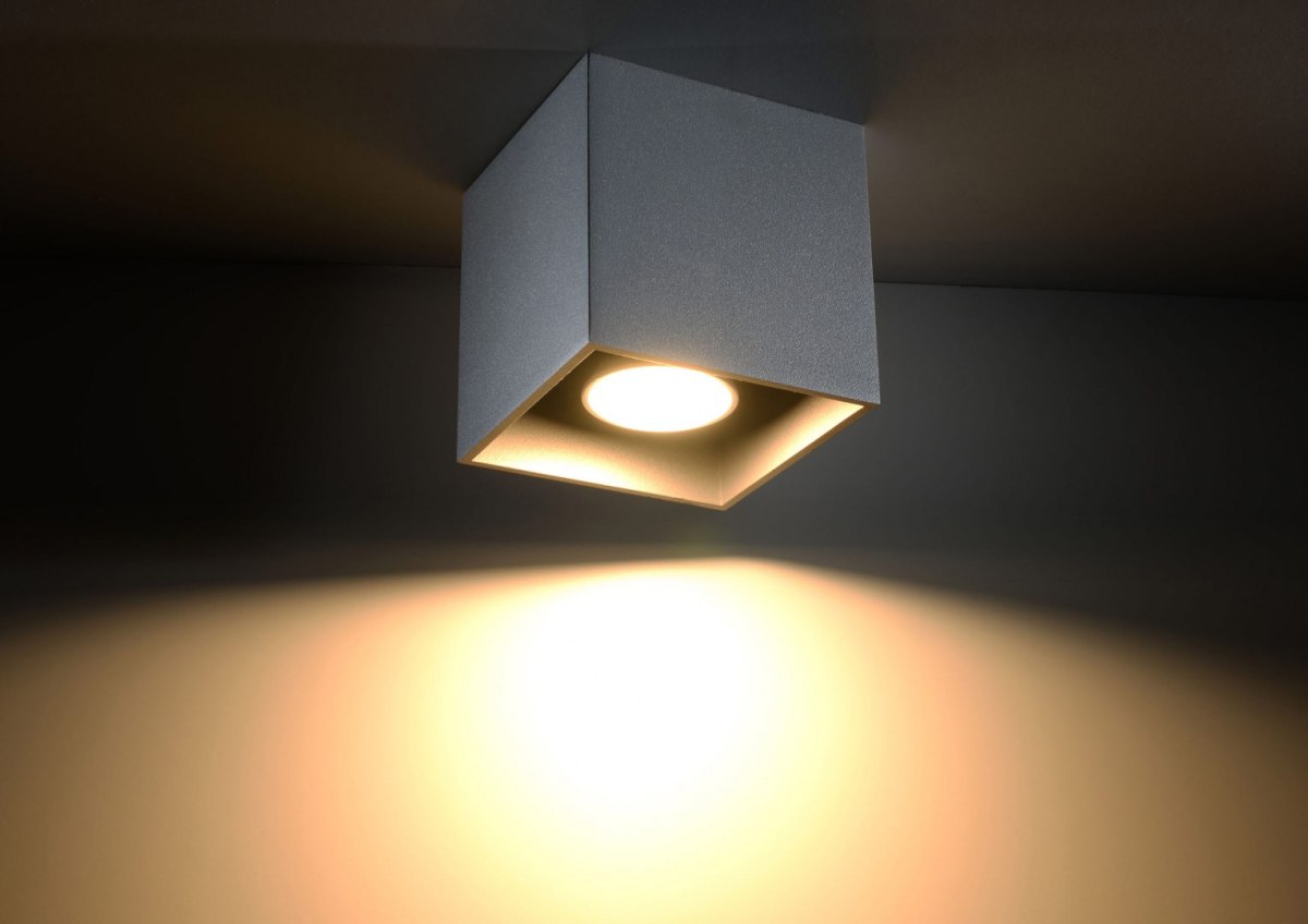 Plafon QUAD 1 szary sześcian kostka oświetlenie sufitowe - Sollux Lighting - wizualizacja