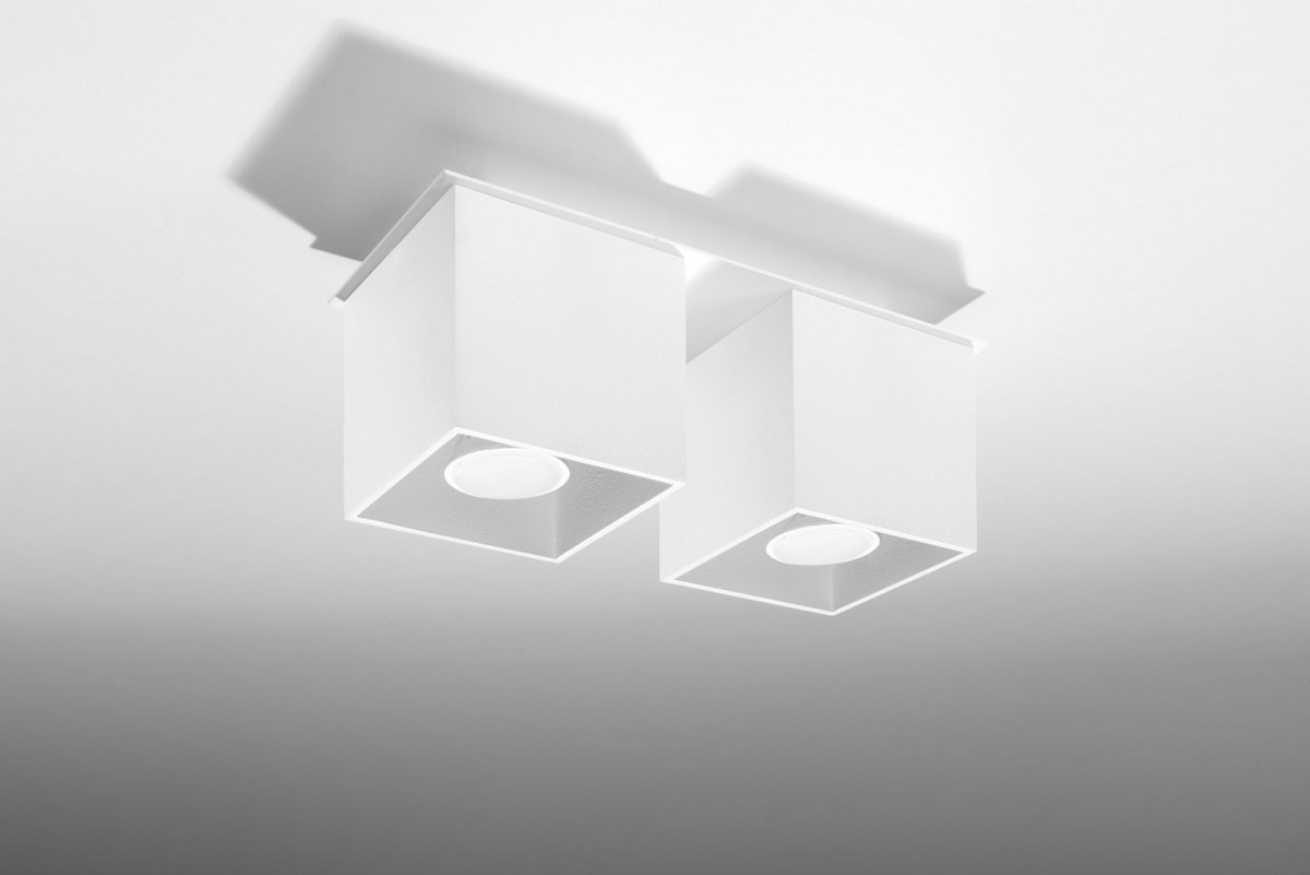 Plafon QUAD 2 dwa białe sześciany / kostki oświetlenie sufitowe - Sollux Lighting - wizualizacja