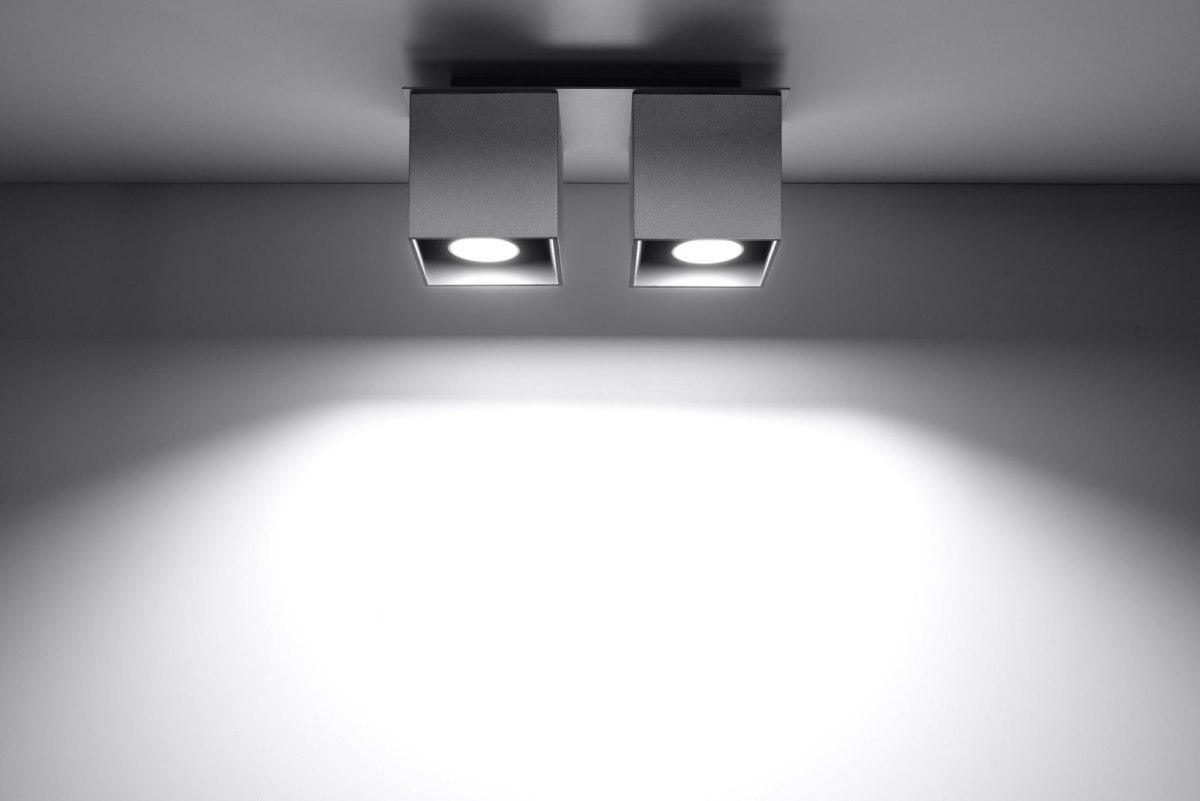 Plafon QUAD 2 dwa szare sześciany / kostki oświetlenie sufitowe - Sollux Lighting - wizualizacja