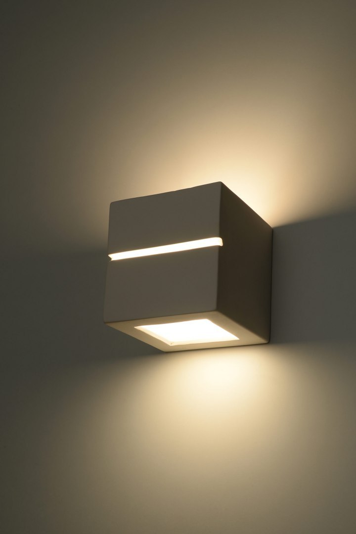 Kinkiet ceramiczny LEO LINE biały lampa ścienna dekoracyjna - Sollux Lighting - lampa świeci się Kinkiet ceramiczny LEO LINE biały lampa ścienna dekoracyjna - Sollux Lighting - lampa świeci się