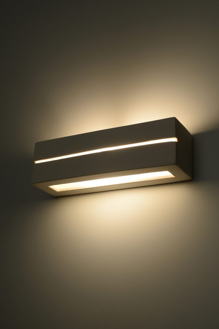 Kinkiet ceramiczny VEGA LINE biały lampa ścienna dekoracyjna - Sollux Lighting - lampa się świeci