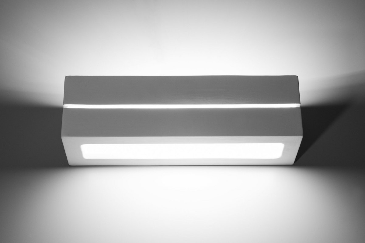Kinkiet ceramiczny VEGA LINE biały lampa ścienna dekoracyjna - Sollux Lighting - zapalona lampa Kinkiet ceramiczny VEGA LINE biały lampa ścienna dekoracyjna - Sollux Lighting - zapalona lampa