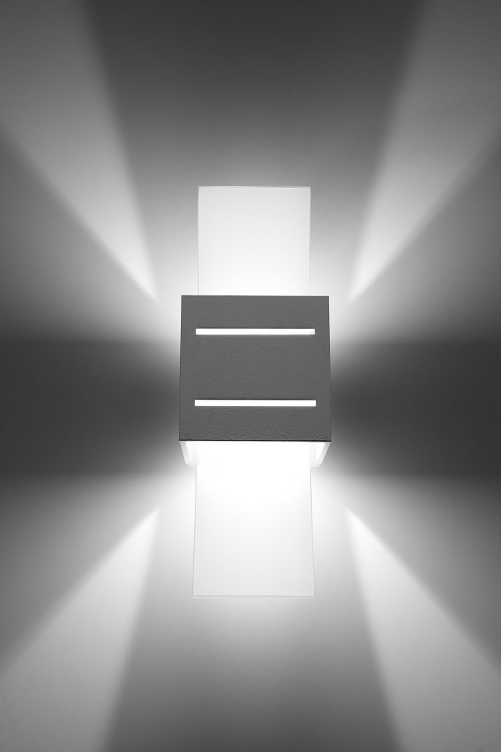 Kinkiet aluminiowy LORETO biały lampa ścienna dekoracyjna - Sollux Lighting - zapalona lampa
