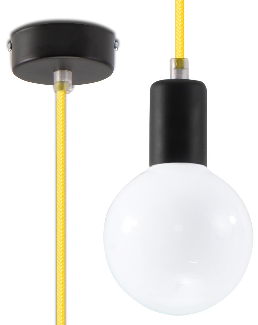 Lampa wisząca EDISON żółta tkanina/stal - Sollux Lighting