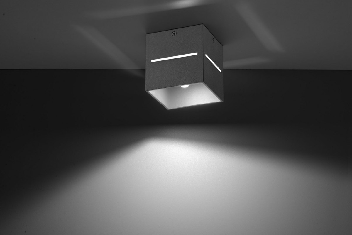 Aluminiowy plafon LOBO szary lampa ścienna dekoracyjna Sollux Lighting - zapalona lampa