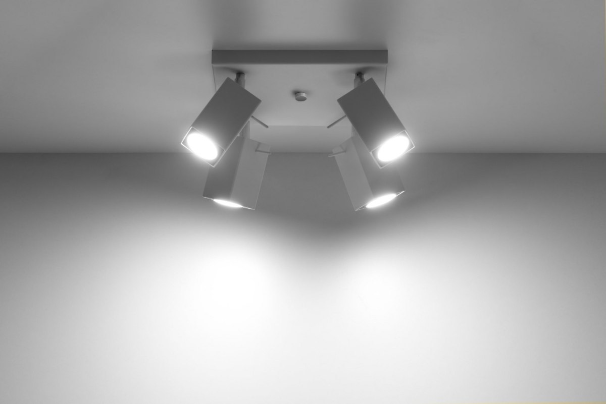 Plafon MERIDA 4 biały stal lampa sufitowa - Sollux Lighting - wizualizacja lampa swieci sie