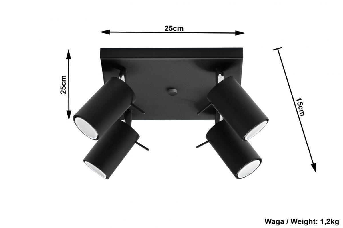 Plafon RING 4 czarny - Sollux Lighting Plafon RING 4 czarny - Sollux Lighting