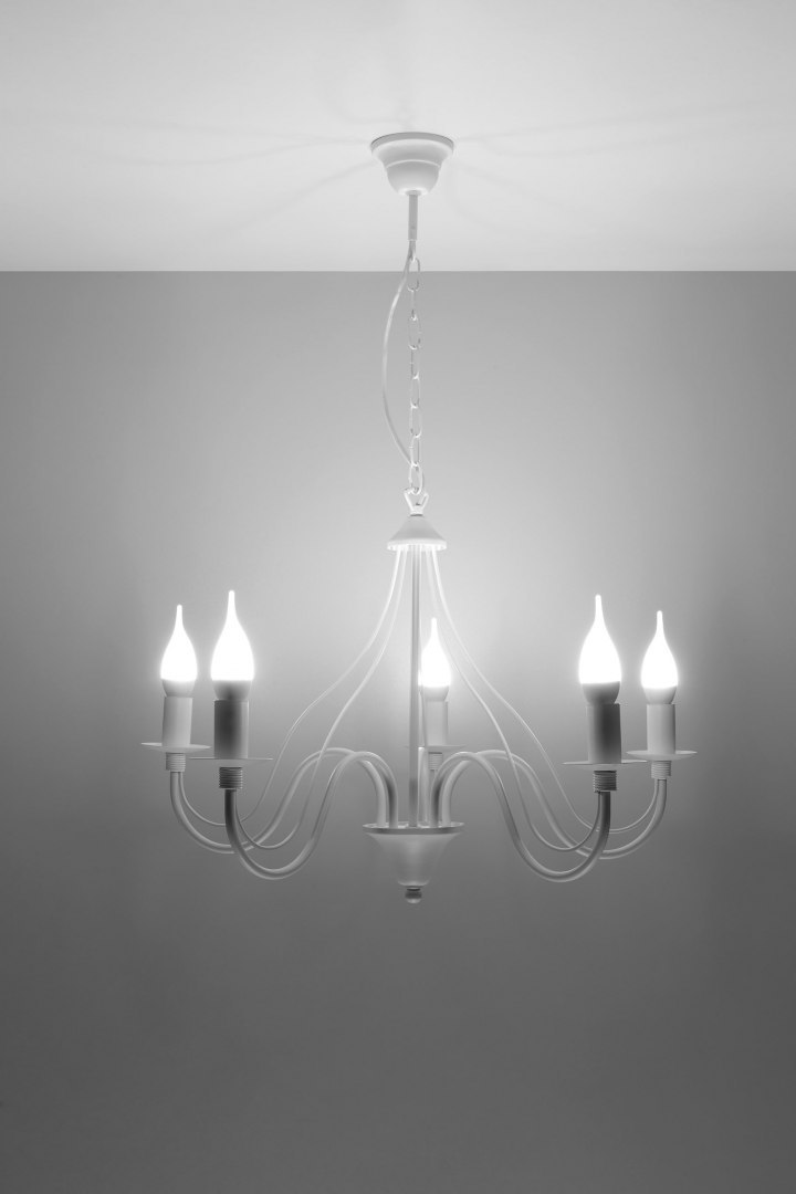 Żyrandol MINERWA 5 biały stal oświetlenie sufitowe lampa wisząca świeczki - Sollux Lighting - swieci sie