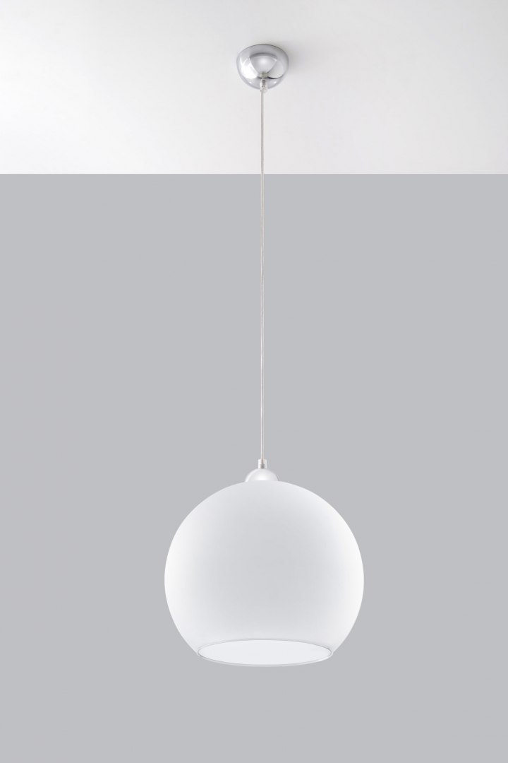 Lampa wisząca BALL biała zwis szklany klosz kula - Sollux Lighting