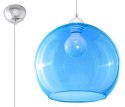 Lampa stalowo-szklana wisząca BALL błękitna - Sollux Lighting