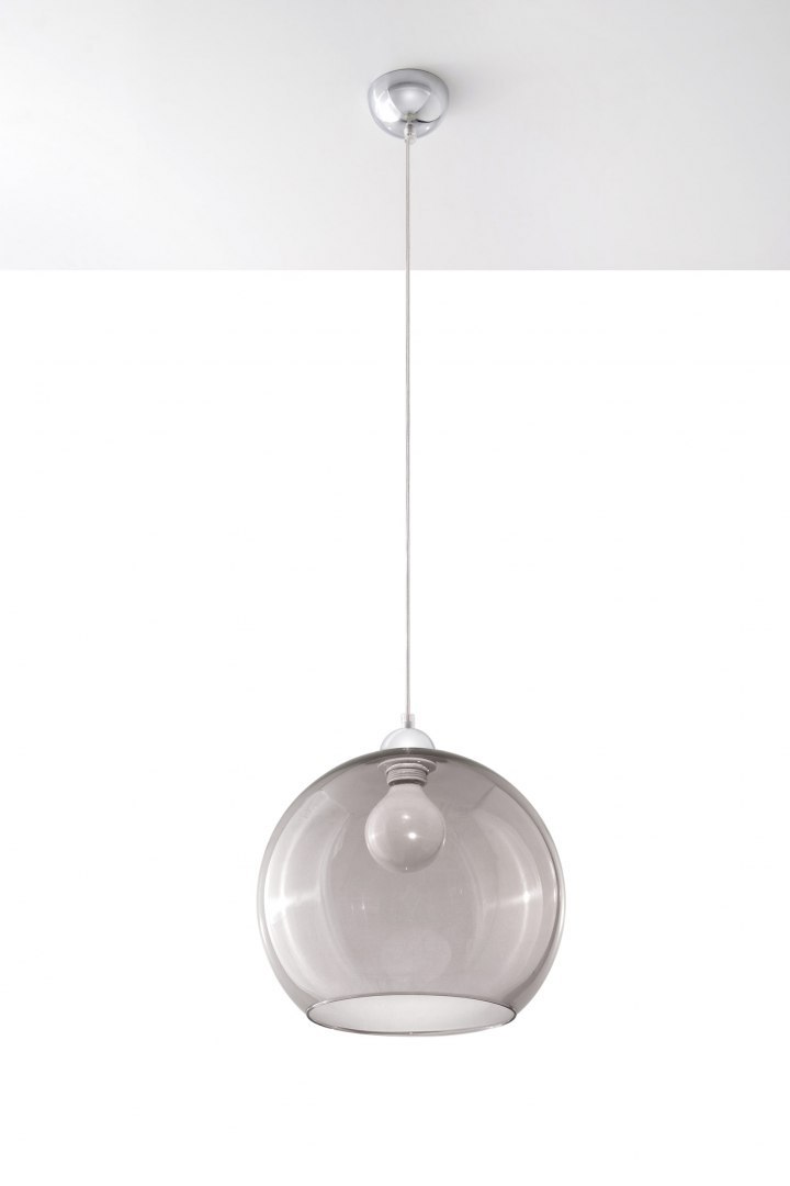 Lampa wisząca BALL grafitowa zwis szklany klosz kula - Sollux Lighting