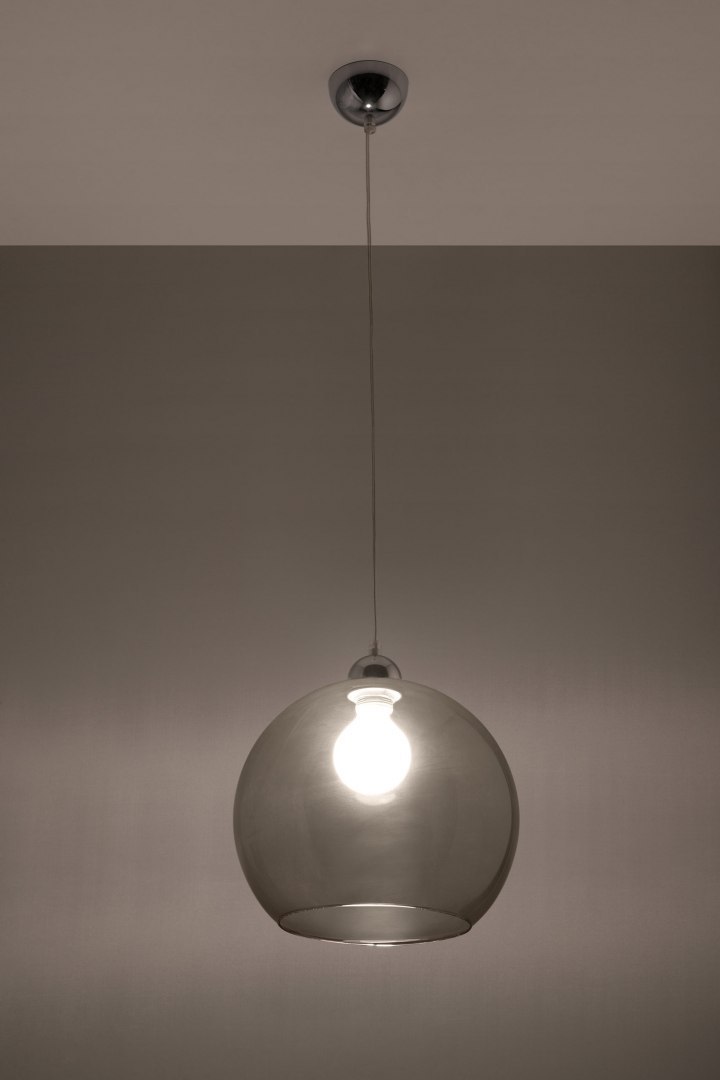 Lampa wisząca BALL grafitowa zwis szklany klosz kula - Sollux Lighting