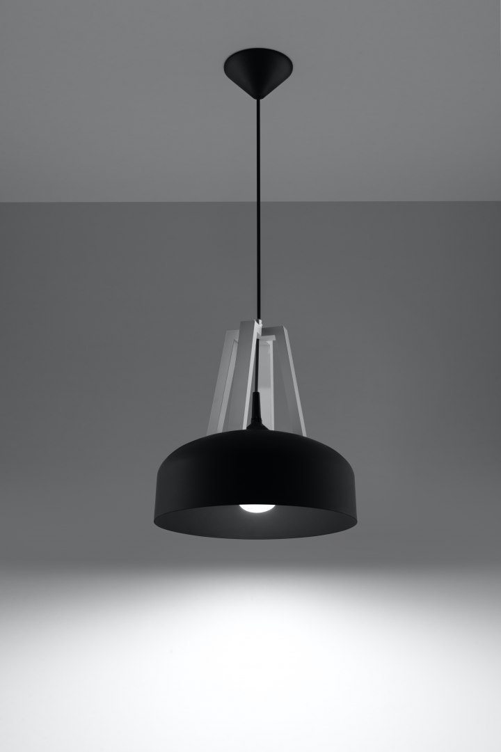 Lampa wisząca CASCO czarna/białe drewno - Sollux Lighting