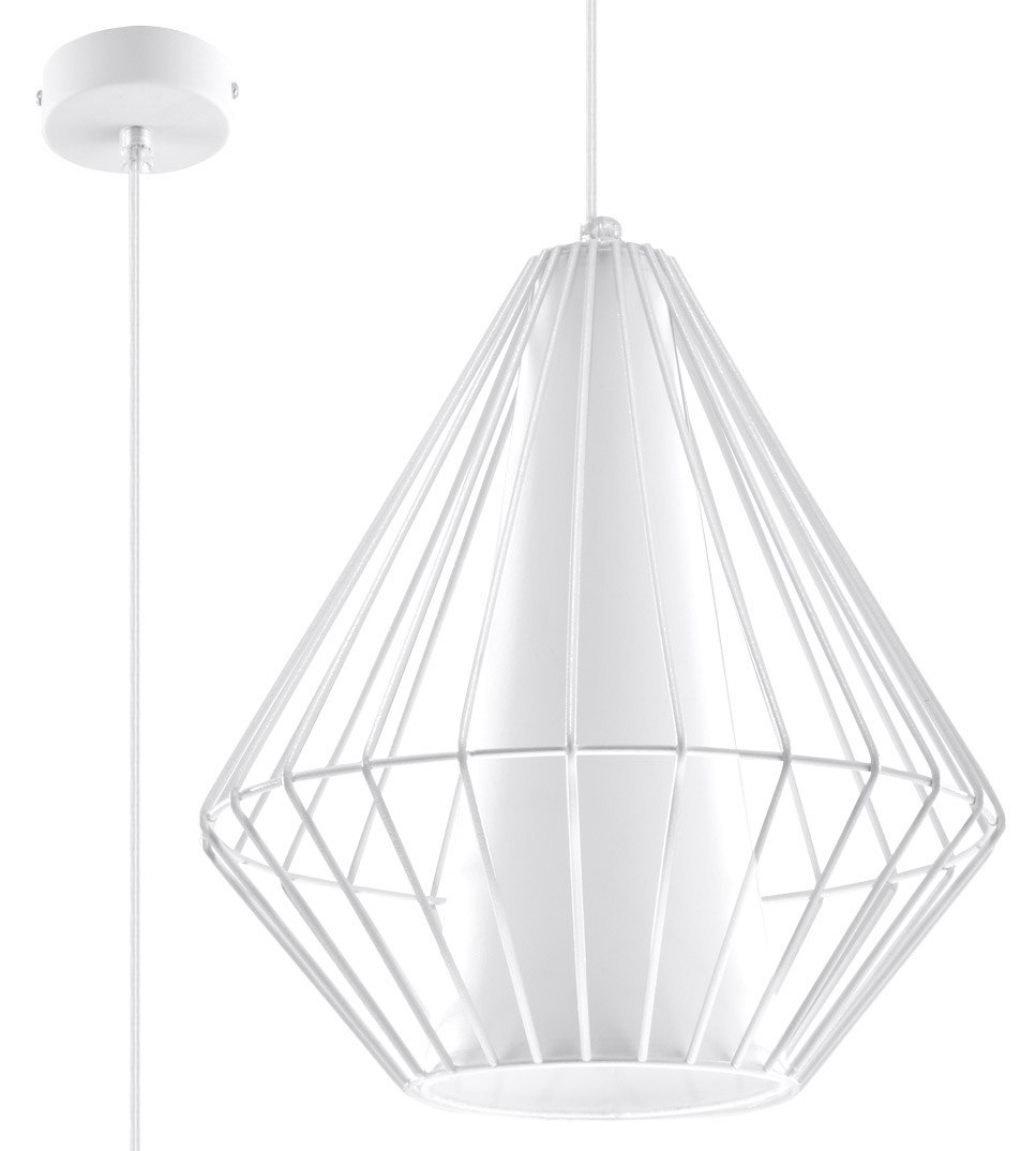 Lampa wisząca DEMI biała druciana loft - Sollux Lighting