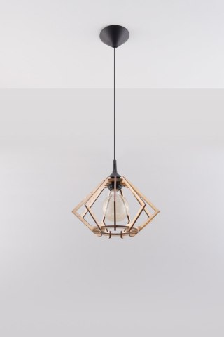 Lampa wisząca POMPELMO naturalne drewno ażurowy klosz - Sollux Lighting