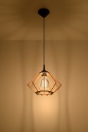 Lampa wisząca POMPELMO naturalne drewno ażurowy klosz styl skandynawski zwis nad stół - Sollux Lighting