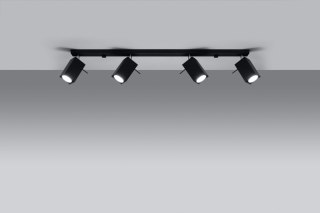 Plafon MERIDA 4L czarny stal lampa sufitowa na listwie ruchome tuby - Sollux Lighting