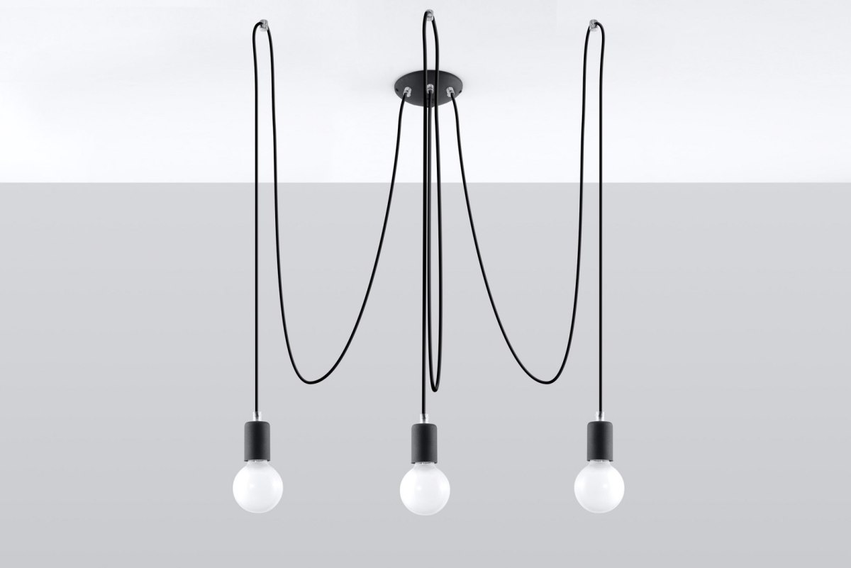 Żyrandol EDISON 3 czarny lampa sufitowa podwieszana pająk trzy żarówki - Sollux Lighting