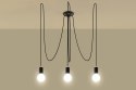 Żyrandol EDISON 3 czarny lampa sufitowa podwieszana pająk trzy żarówki - Sollux Lighting - zapalona