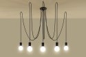 Żyrandol EDISON 5 czarny lampa sufitowa podwieszana pająk pięć żarówek - Sollux Lighting - swieci sie