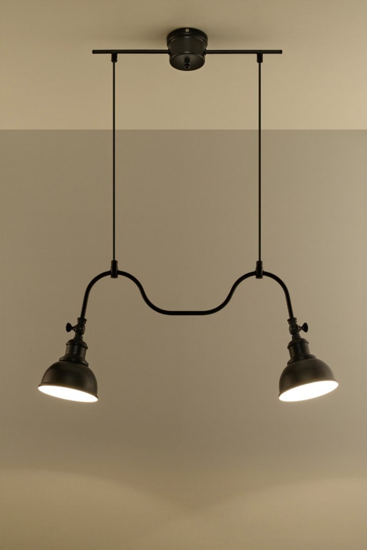 Lampa wisząca MARE 2 czarna podwójna industrialna zwis nad stół - Sollux Lighting