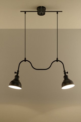 Lampa wisząca MARE 2 czarna podwójna industrialna zwis nad stół - Sollux Lighting
