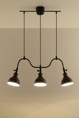 Lampa wisząca MARE 3 czarna potrójna industrialna zwis nad stół - Sollux Lighting